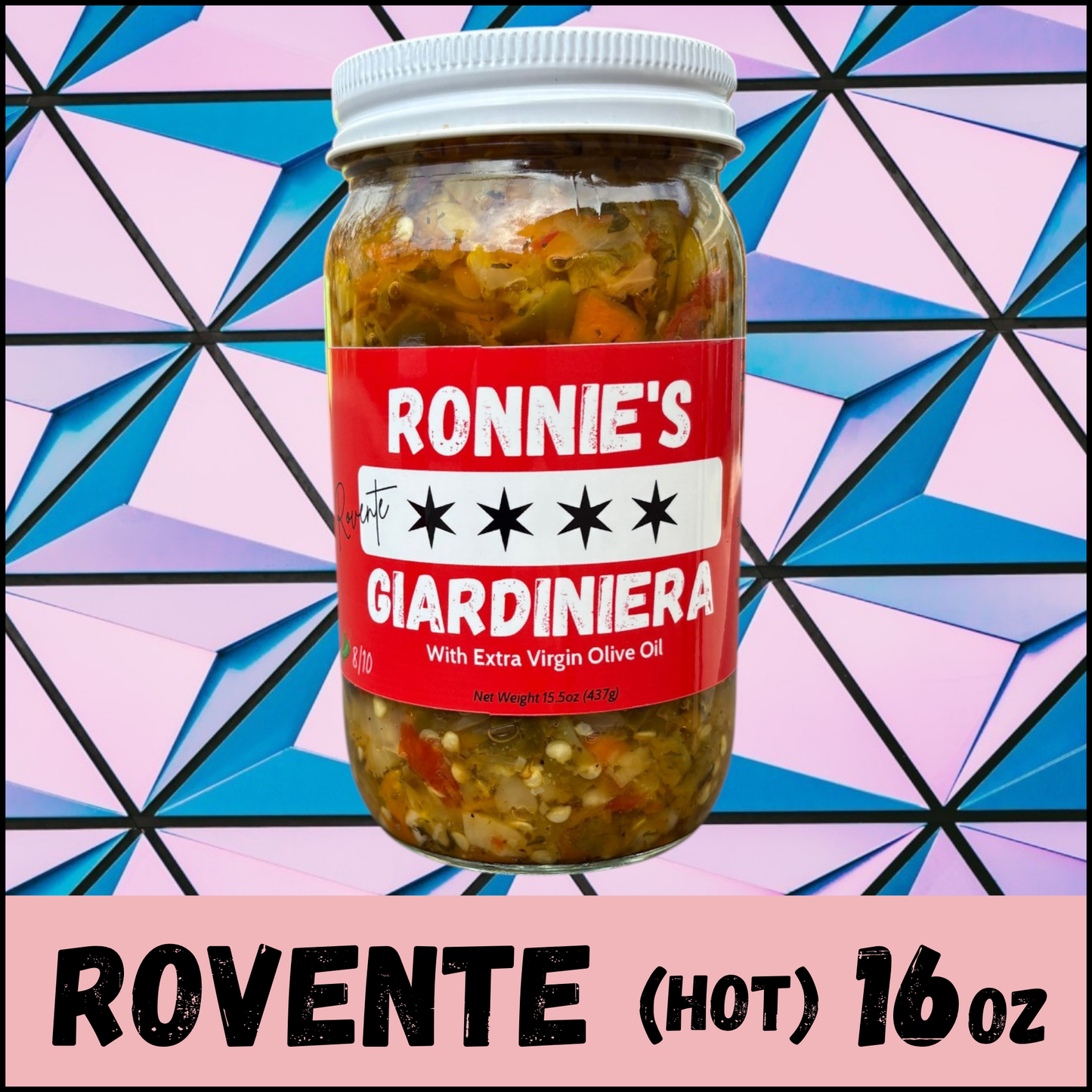 Large Rovente (Hot) Giardiniera, 16oz